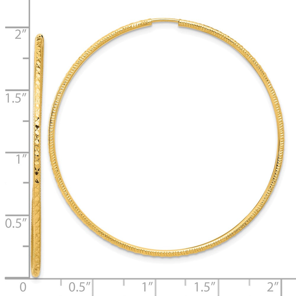 14k Yellow Gold 1.5 mm Endless Hoop Earrings (1.9 grams)