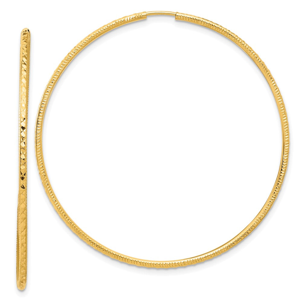 14k Yellow Gold 1.5 mm Endless Hoop Earrings (1.9 grams)