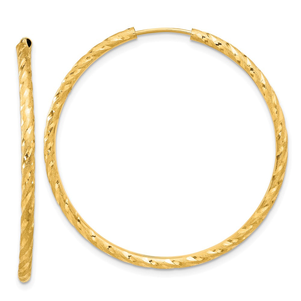 14k Yellow Gold 2 mm Endless Hoop Earrings (2.07 grams)
