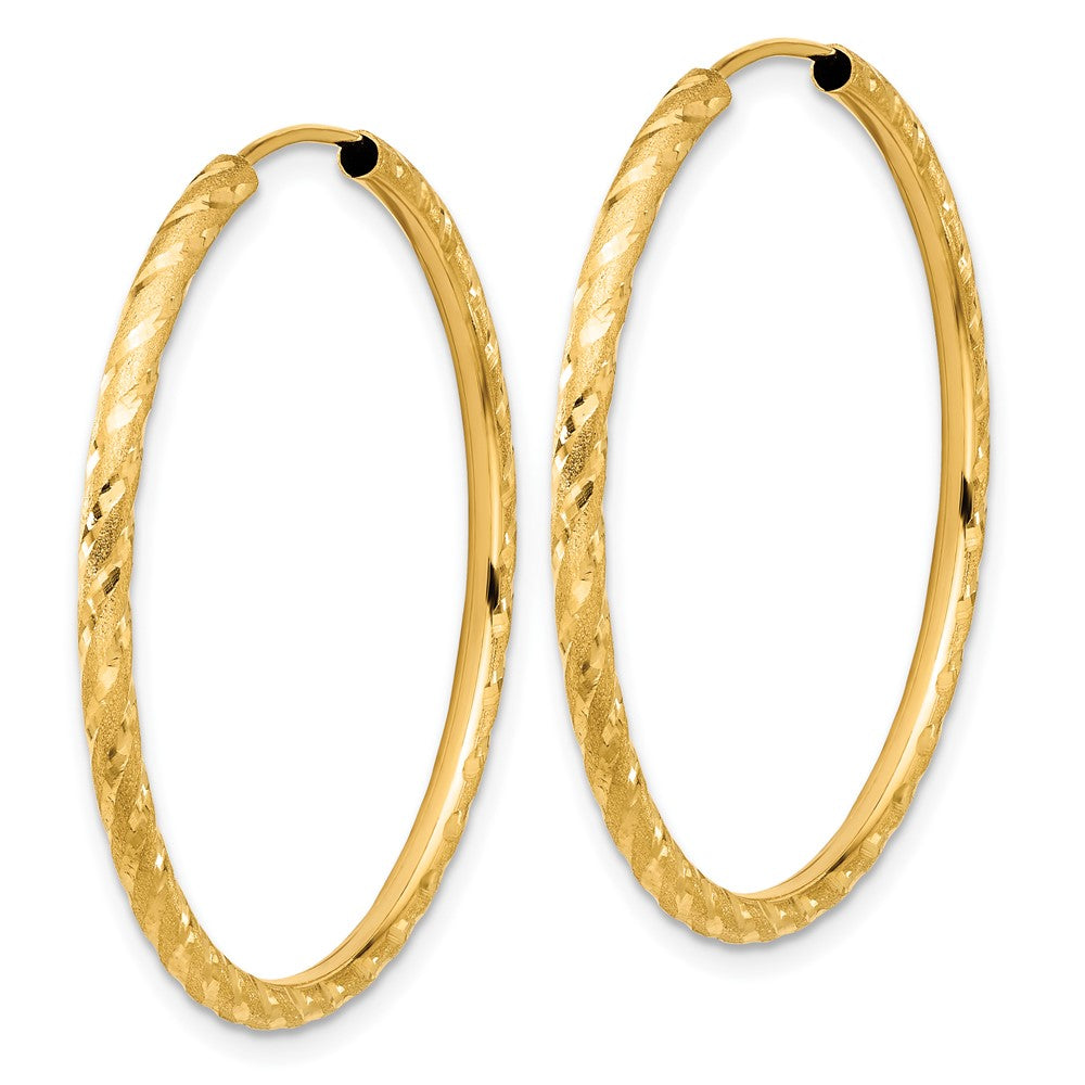 14k Yellow Gold 2 mm Endless Hoop Earrings (1.81 grams)