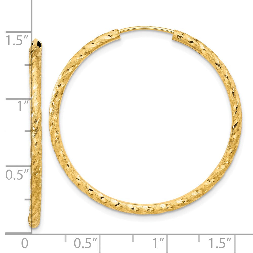 14k Yellow Gold 2 mm Endless Hoop Earrings (1.81 grams)