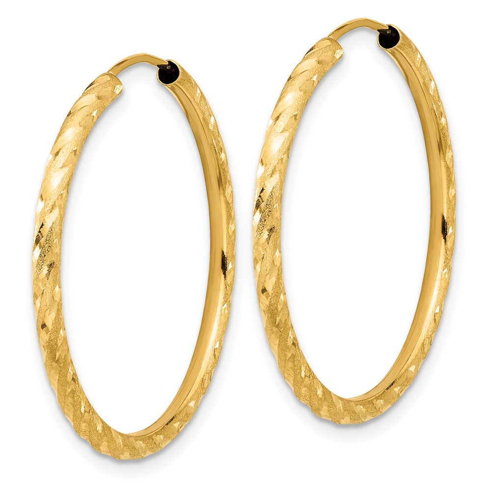 14k Yellow Gold 2 mm Endless Hoop Earrings (1.52 grams)