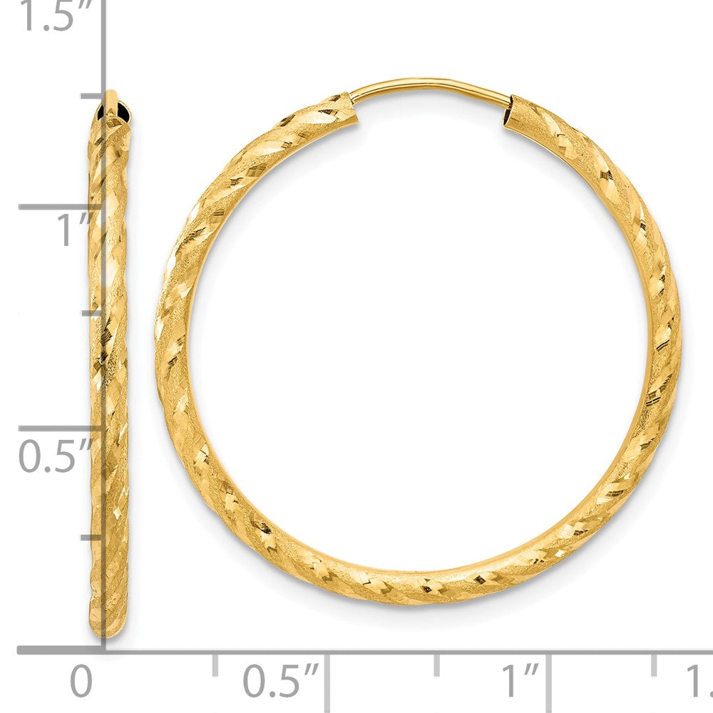 14k Yellow Gold 2 mm Endless Hoop Earrings (1.52 grams)