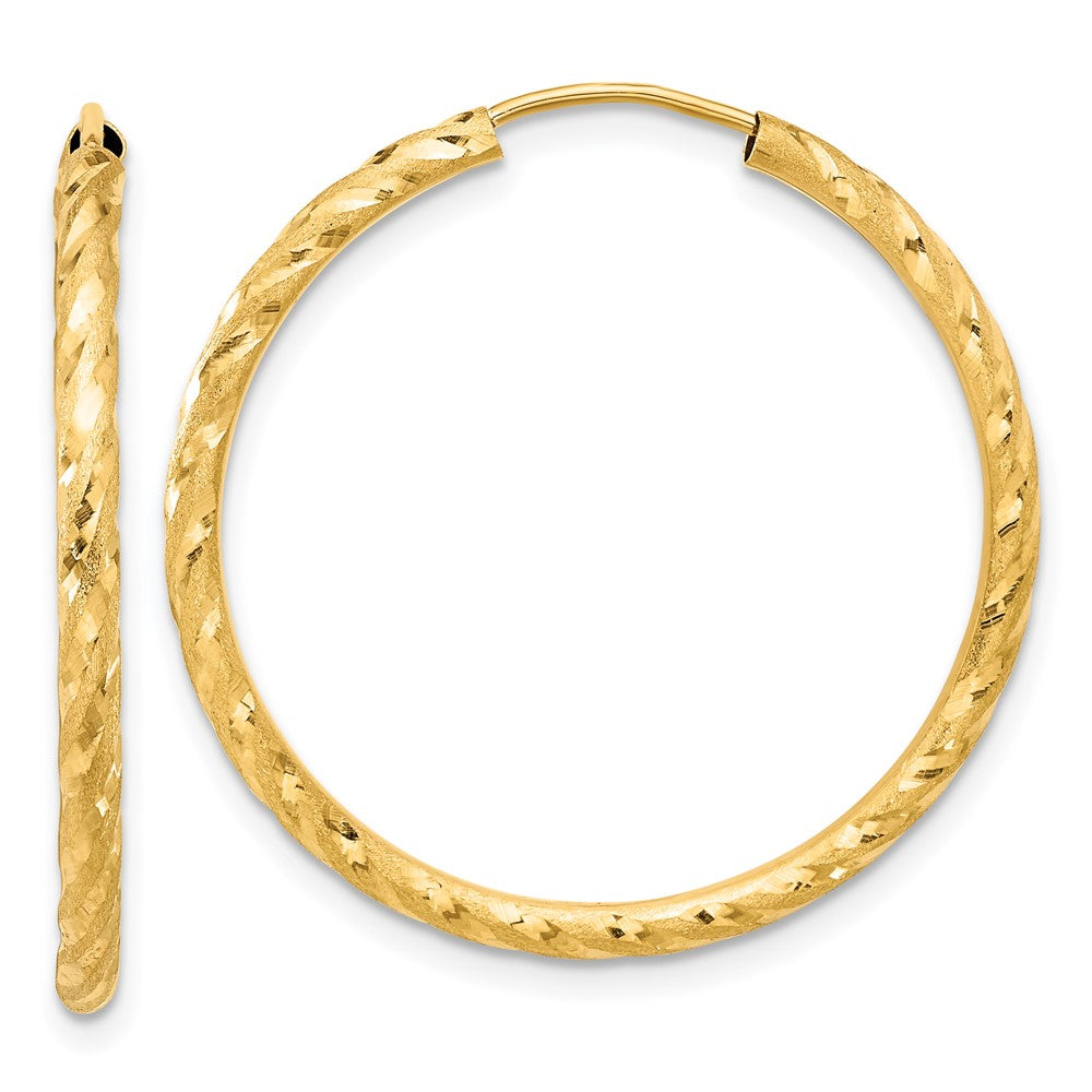 14k Yellow Gold 2 mm Endless Hoop Earrings (1.52 grams)