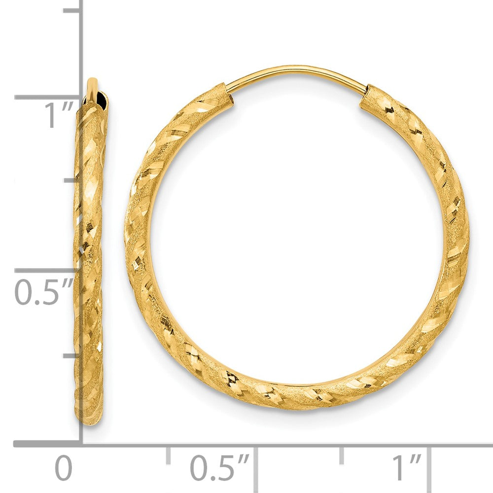 14k Yellow Gold 2 mm Endless Hoop Earrings (1.26 grams)