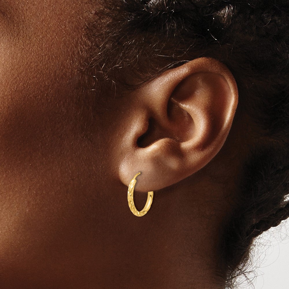 14k Yellow Gold 2 mm Endless Hoop Earrings (0.65 grams)