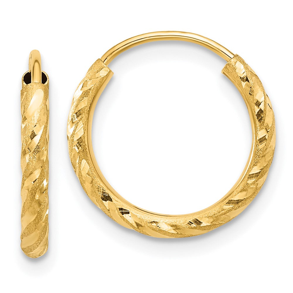 14k Yellow Gold 2 mm Endless Hoop Earrings (0.65 grams)