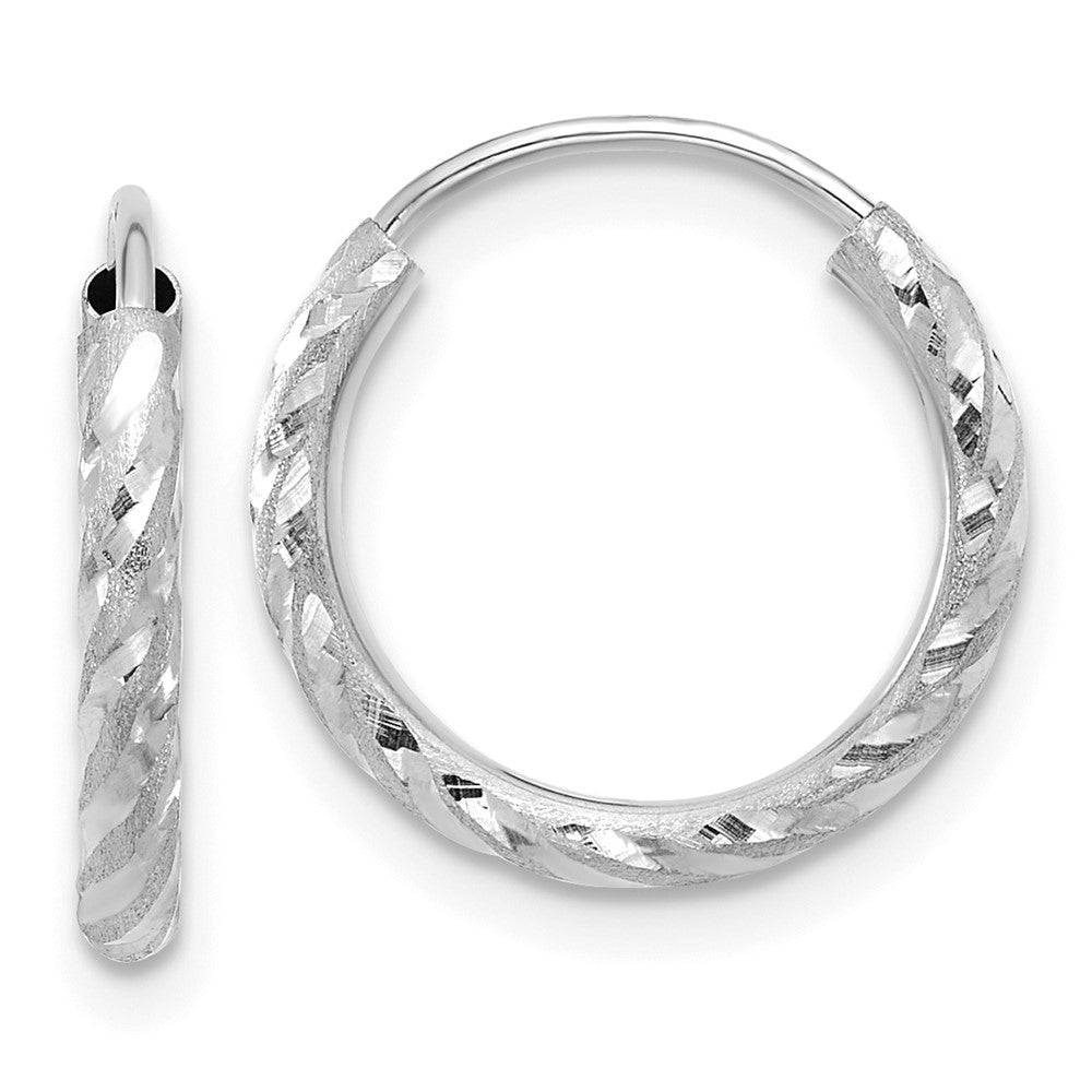 14k White Gold 2 mm Endless Hoop Earrings (0.7 grams)