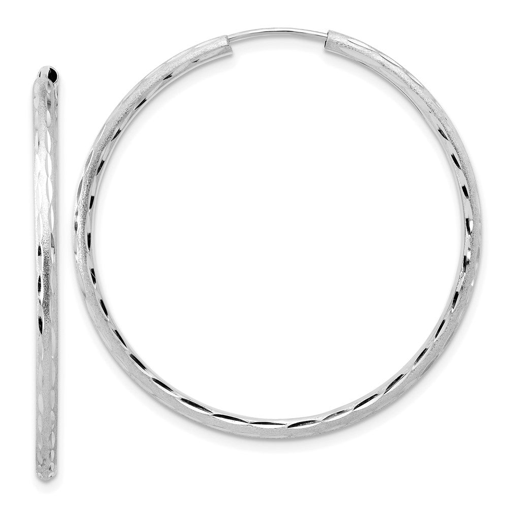 14k White Gold 2 mm Endless Hoop Earrings (2.05 grams)