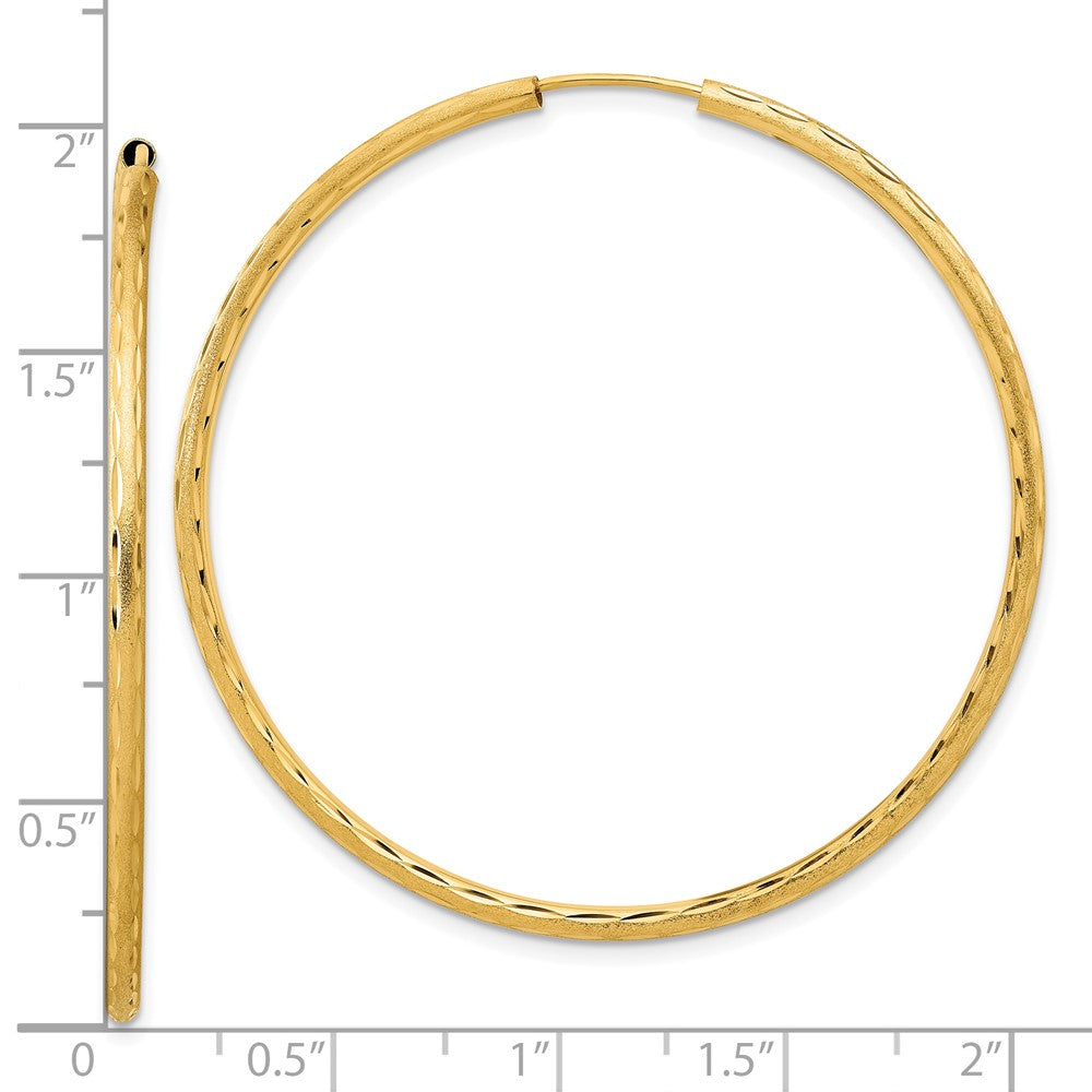 14k Yellow Gold 2 mm Endless Hoop Earrings (2.45 grams)