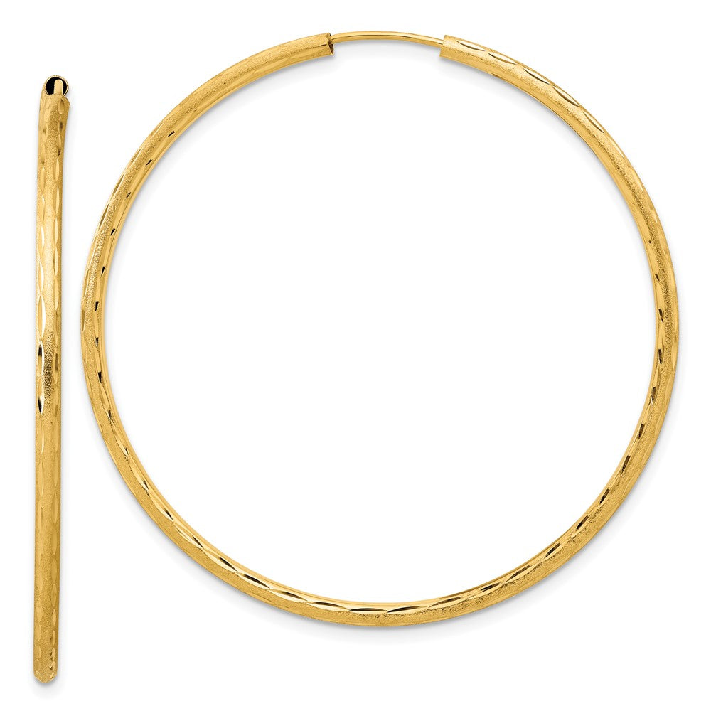 14k Yellow Gold 2 mm Endless Hoop Earrings (2.45 grams)