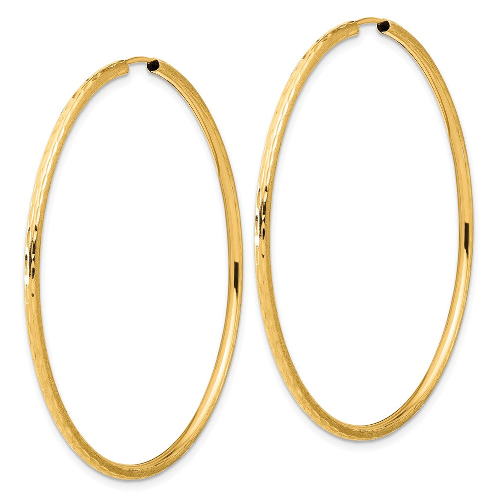 14k Yellow Gold 2 mm Endless Hoop Earrings (2.85 grams)