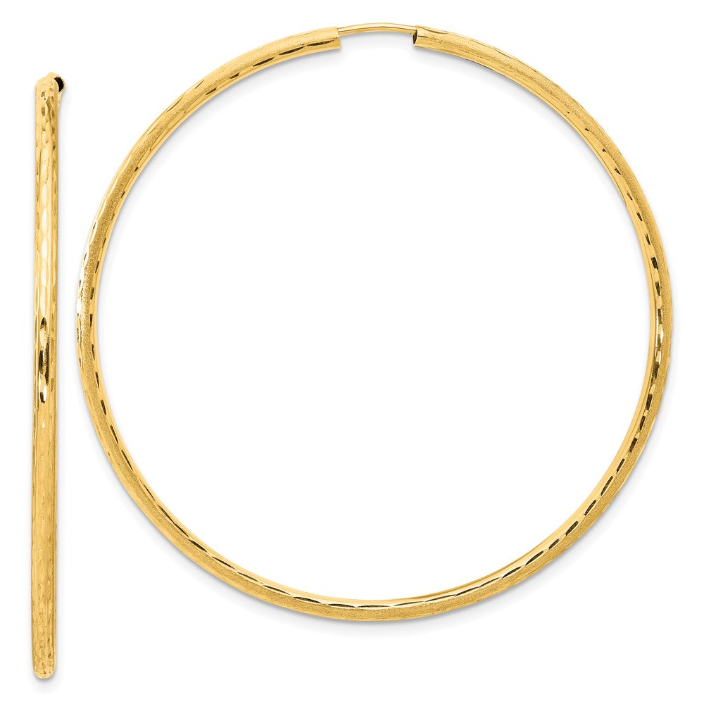 14k Yellow Gold 2 mm Endless Hoop Earrings (2.85 grams)