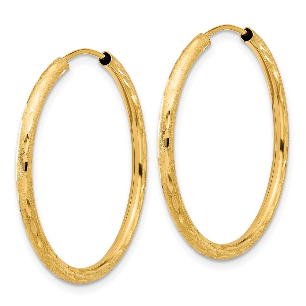 14k Yellow Gold 2 mm Endless Hoop Earrings (1.56 grams)