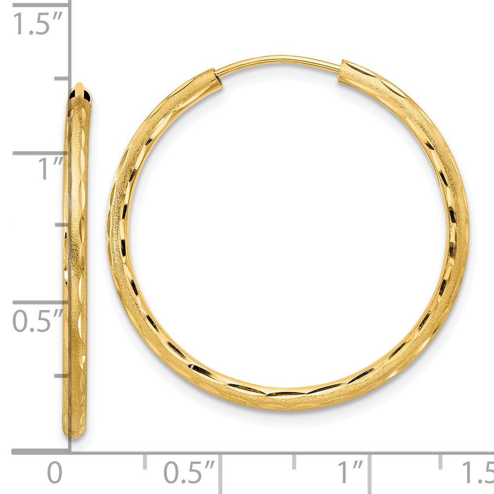 14k Yellow Gold 2 mm Endless Hoop Earrings (1.56 grams)