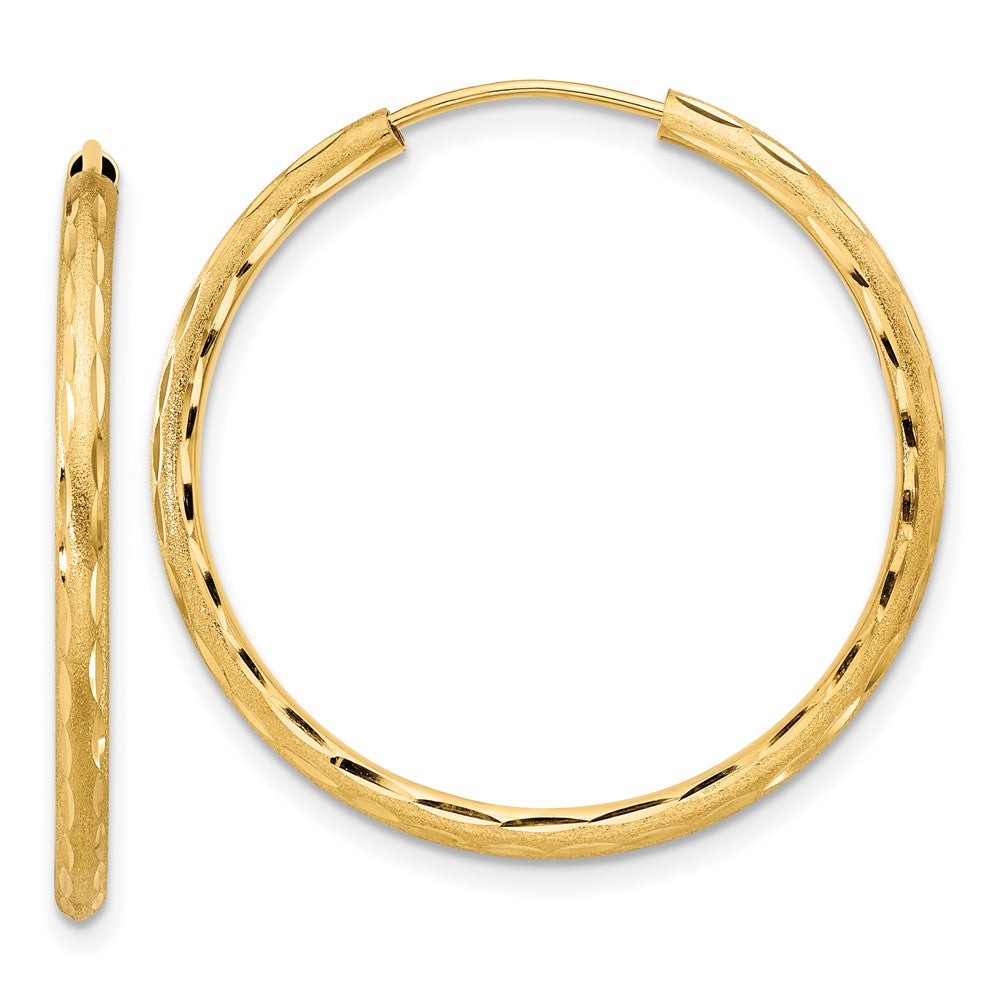 14k Yellow Gold 2 mm Endless Hoop Earrings (1.56 grams)