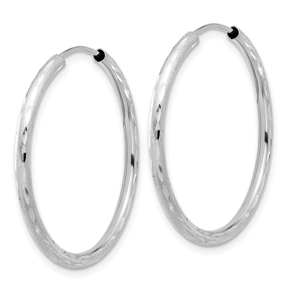 14k White Gold 2 mm Endless Hoop Earrings (1.55 grams)