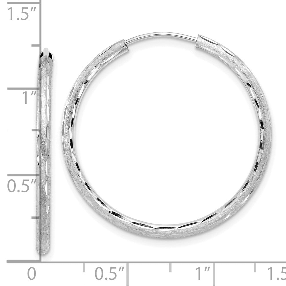 14k White Gold 2 mm Endless Hoop Earrings (1.55 grams)