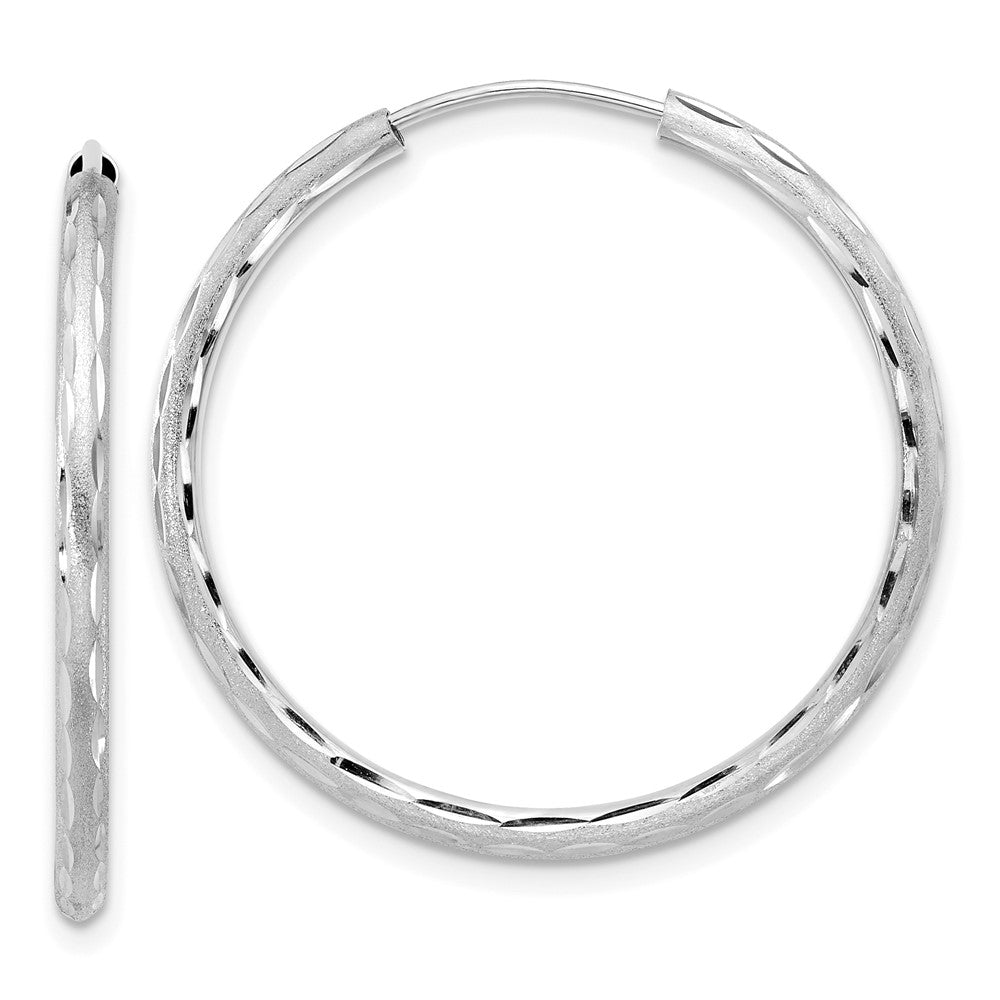 14k White Gold 2 mm Endless Hoop Earrings (1.55 grams)