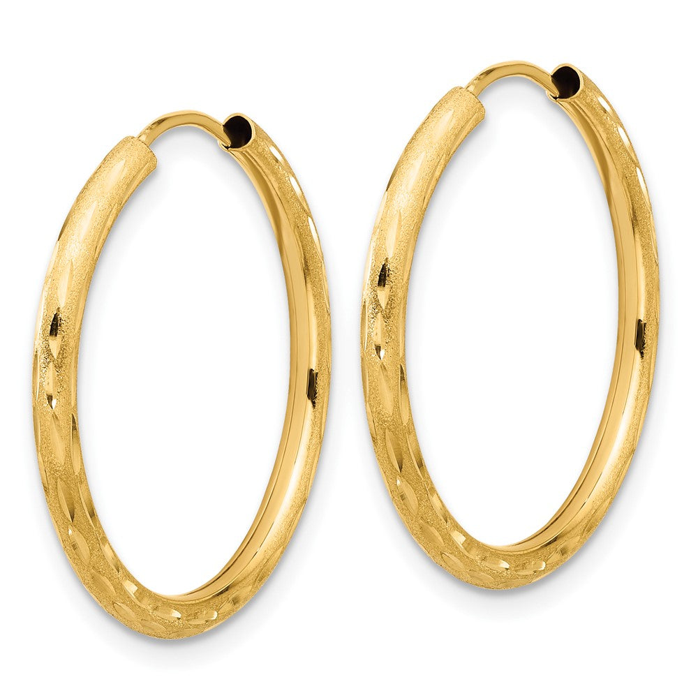 14k Yellow Gold 2 mm Endless Hoop Earrings (1.22 grams)