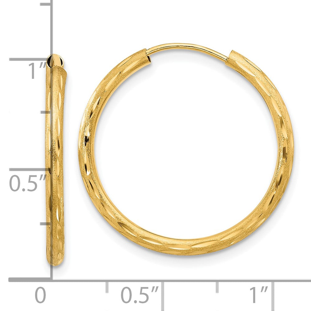 14k Yellow Gold 2 mm Endless Hoop Earrings (1.22 grams)