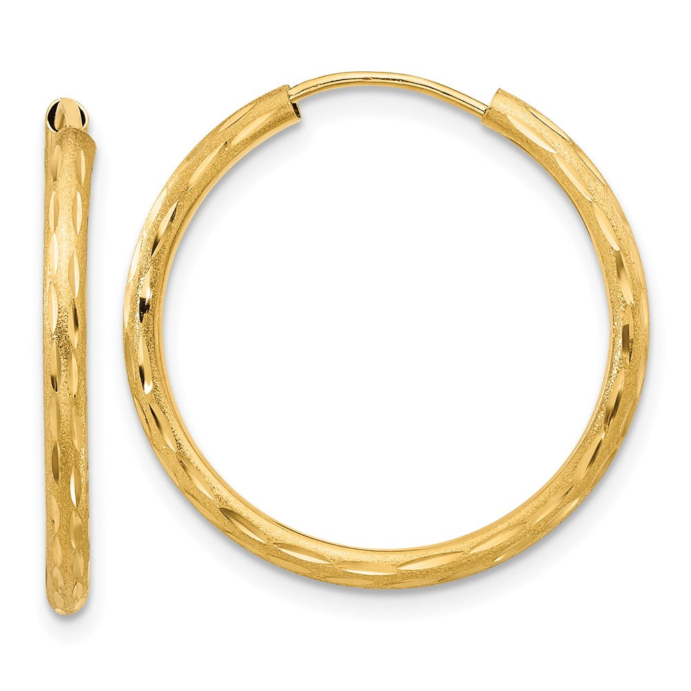 14k Yellow Gold 2 mm Endless Hoop Earrings (1.22 grams)