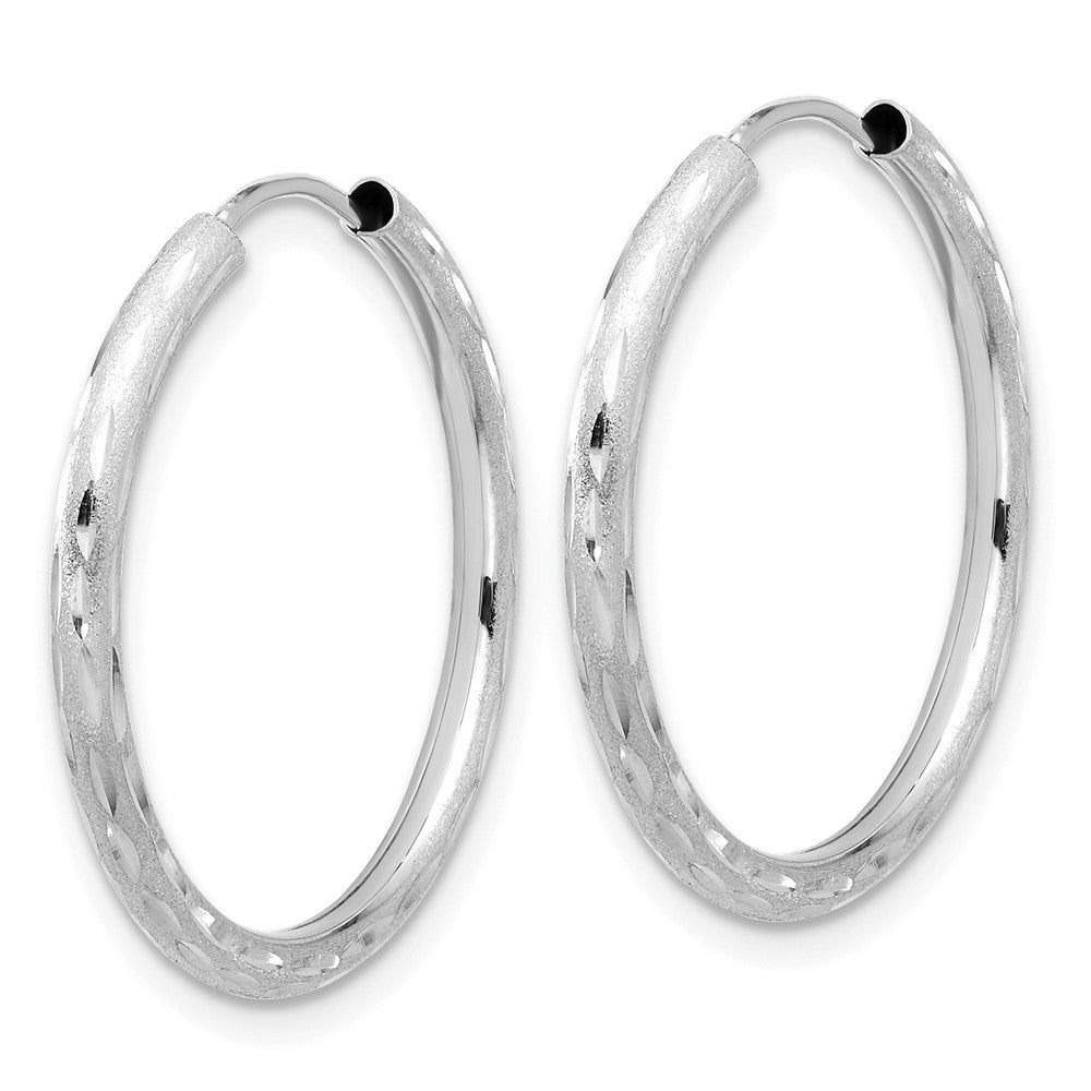 14k White Gold 2 mm Endless Hoop Earrings (1.22 grams)