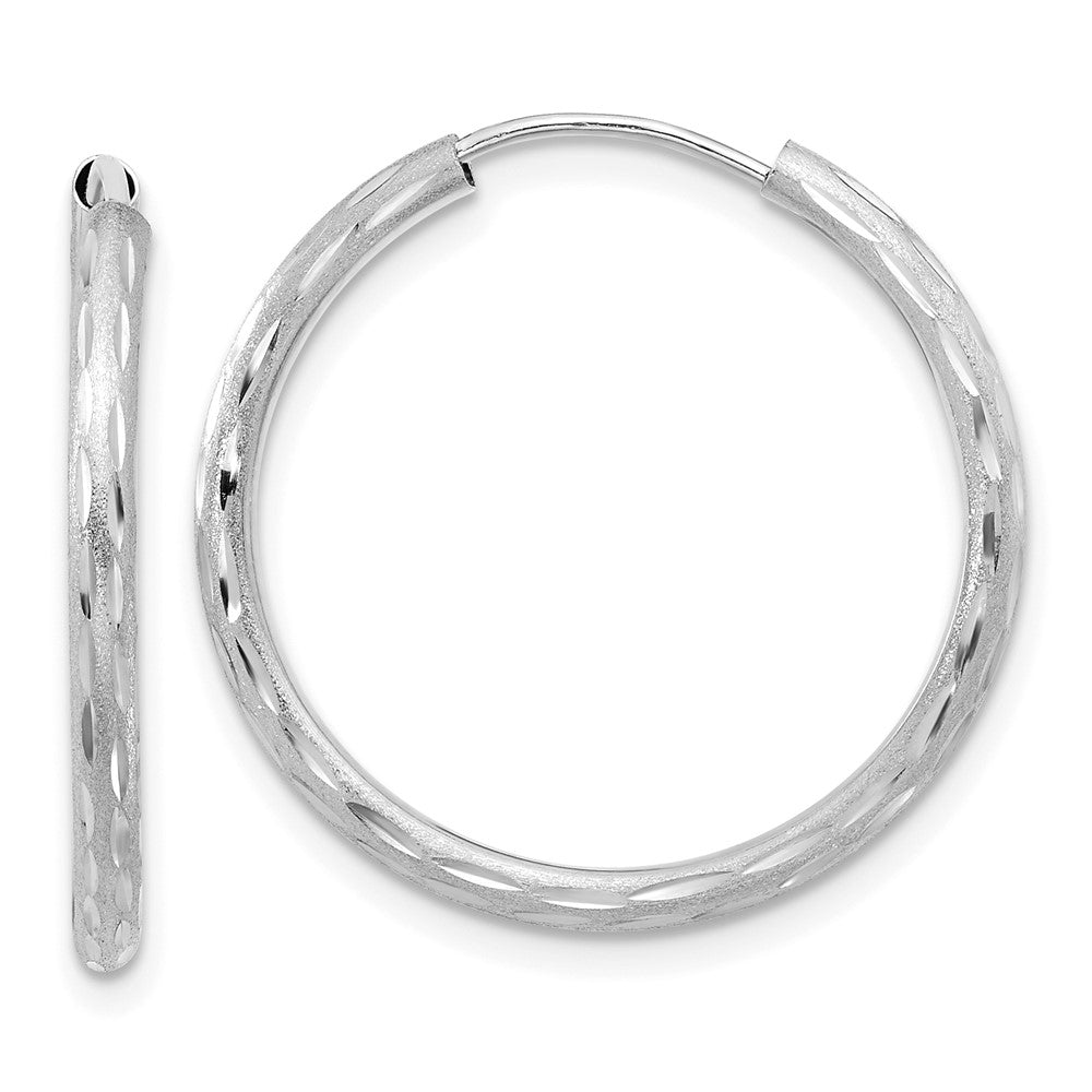 14k White Gold 2 mm Endless Hoop Earrings (1.22 grams)