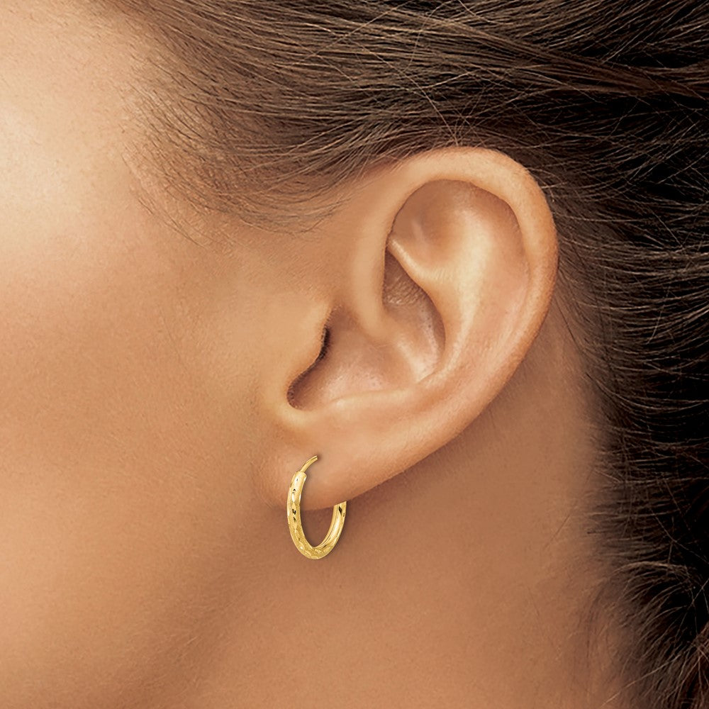14k Yellow Gold 2 mm Endless Hoop Earrings (0.6 grams)