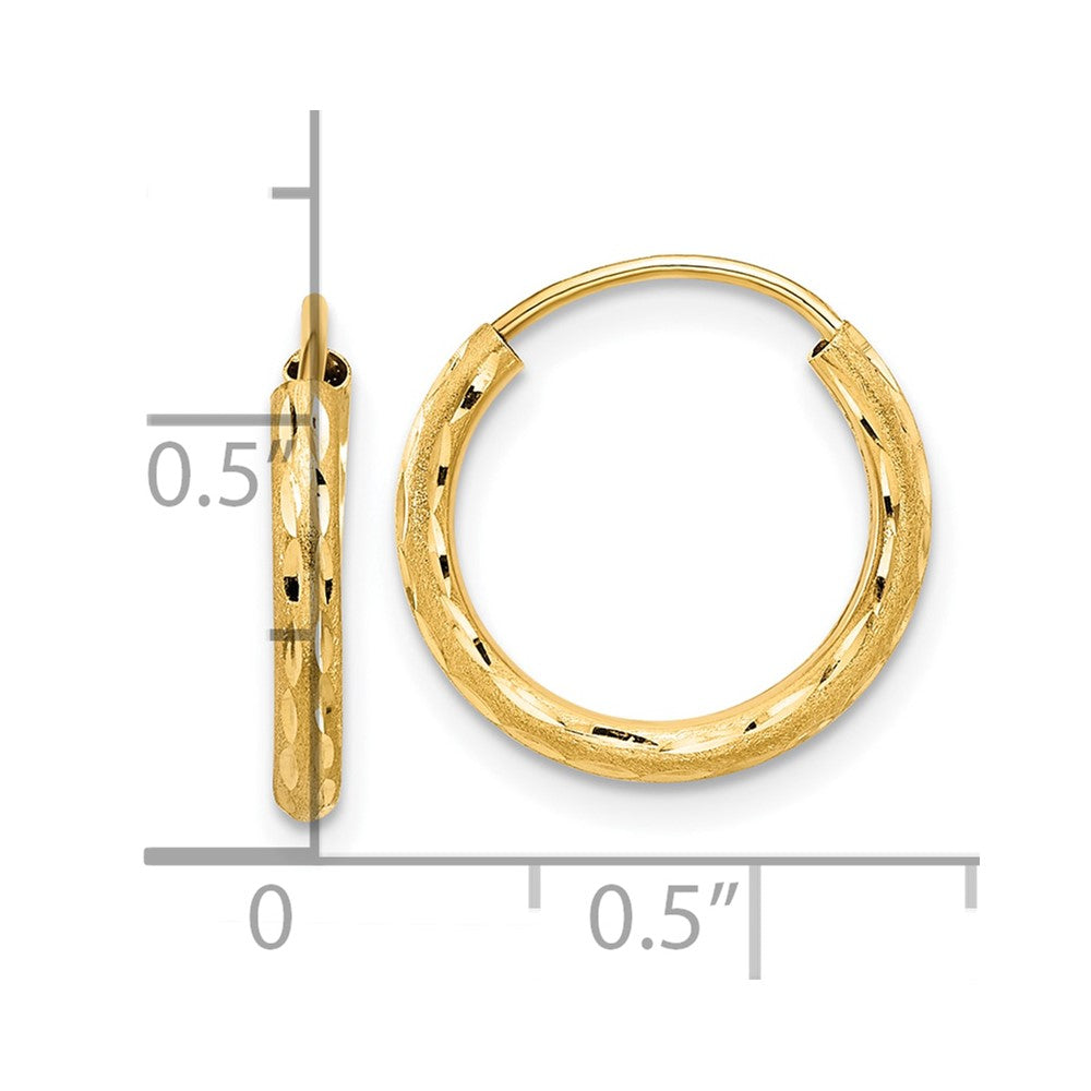 14k Yellow Gold 2 mm Endless Hoop Earrings (0.6 grams)
