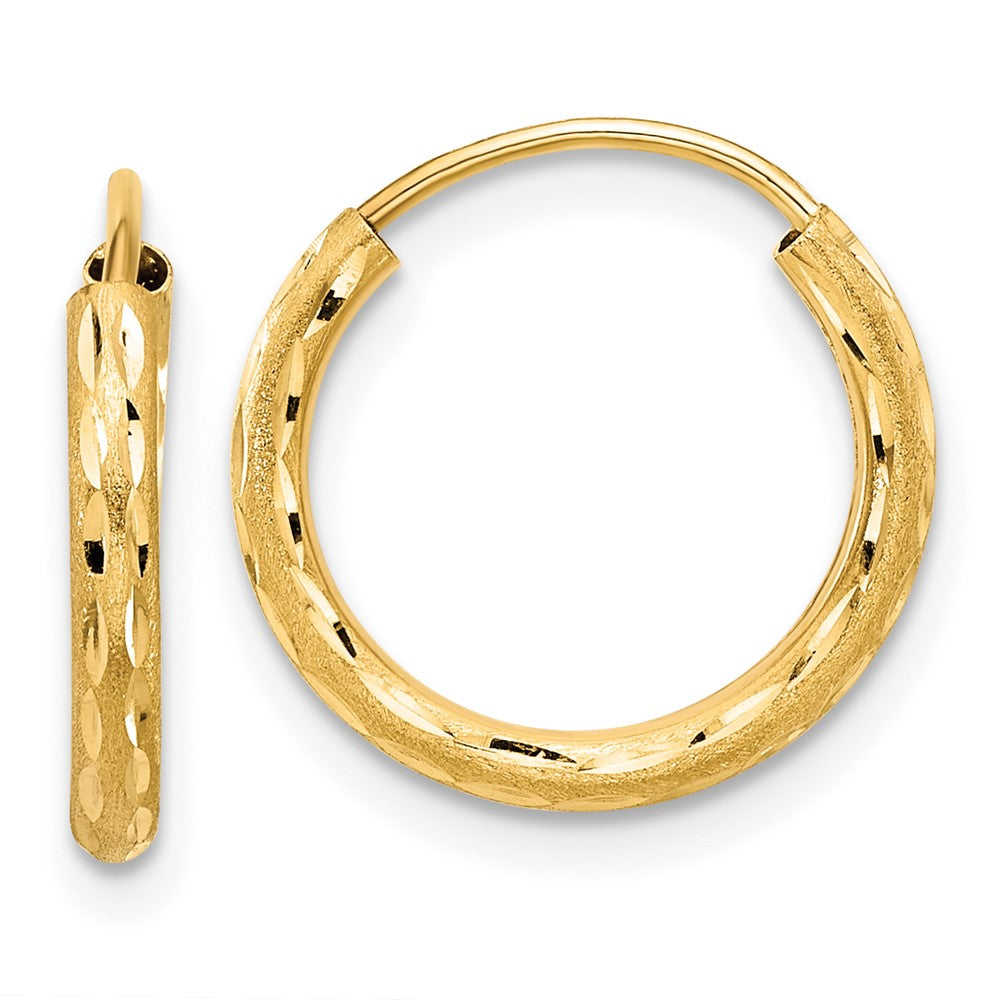 14k Yellow Gold 2 mm Endless Hoop Earrings (0.6 grams)