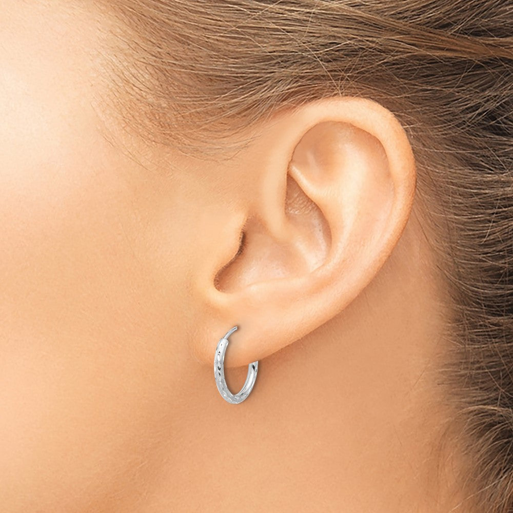 14k White Gold 2 mm Endless Hoop Earrings (0.67 grams)