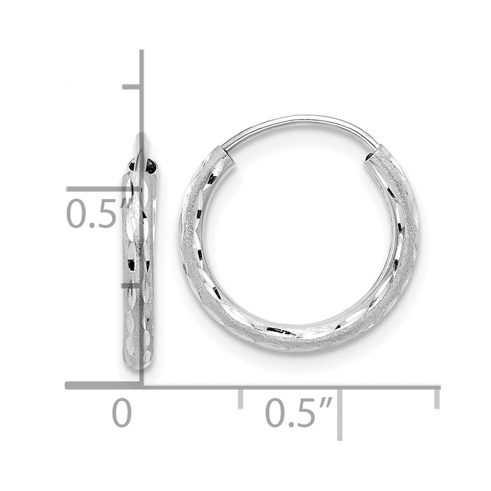 14k White Gold 2 mm Endless Hoop Earrings (0.67 grams)
