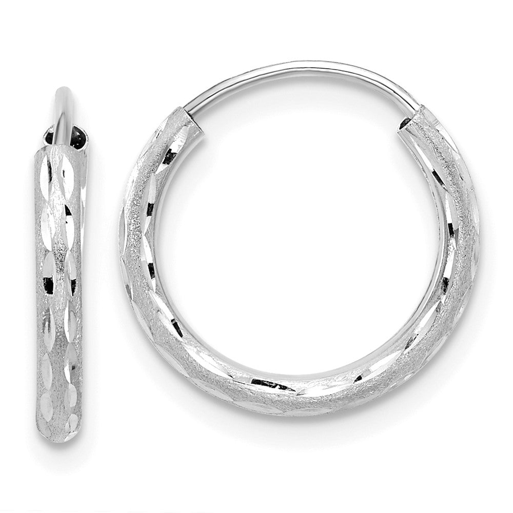 14k White Gold 2 mm Endless Hoop Earrings (0.67 grams)