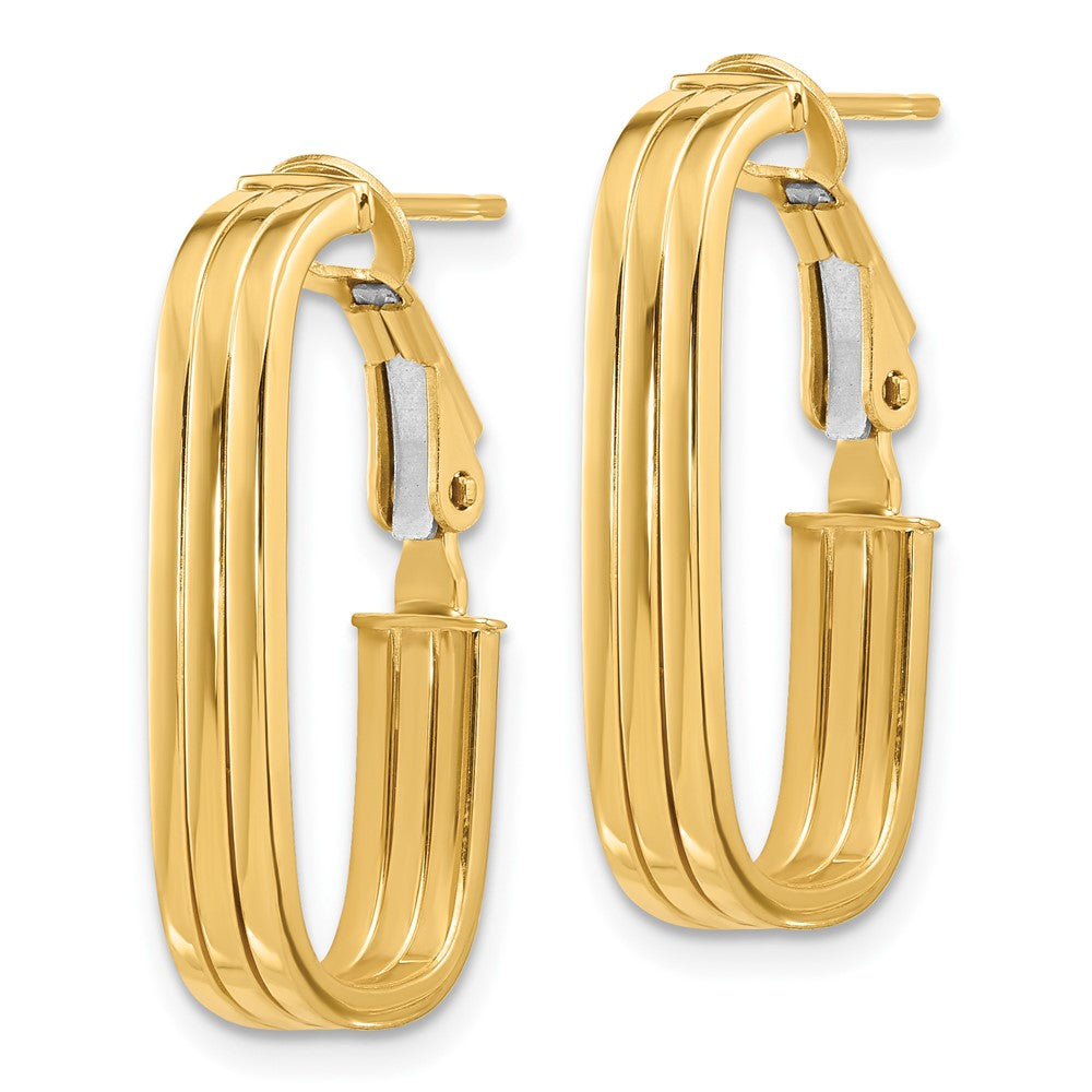 14k Yellow Gold 11.5 mm Polished Oval Omega Back Hoop Earrings (3.16 grams)