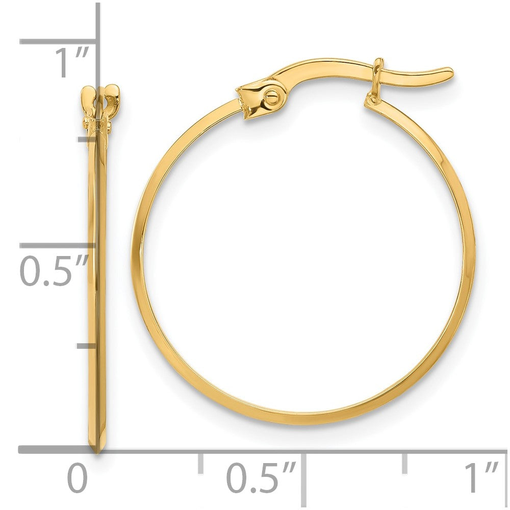 14k Yellow Gold 21.75 mm Polished Knife Edge Hoop Earrings (0.91 grams)