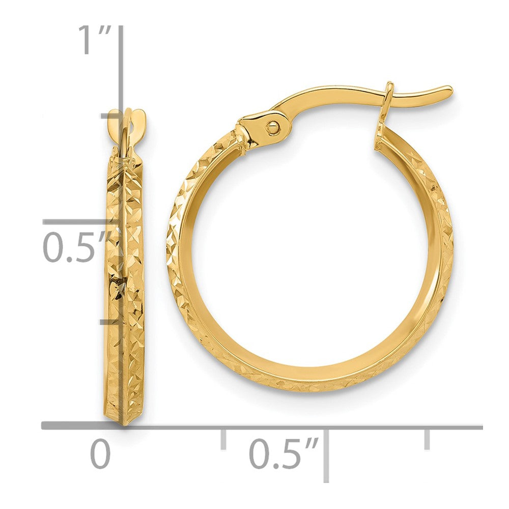 14k Yellow Gold 18 mm Polished and Diamond-cut Knife Edge Hoop Earrings (0.98 grams)