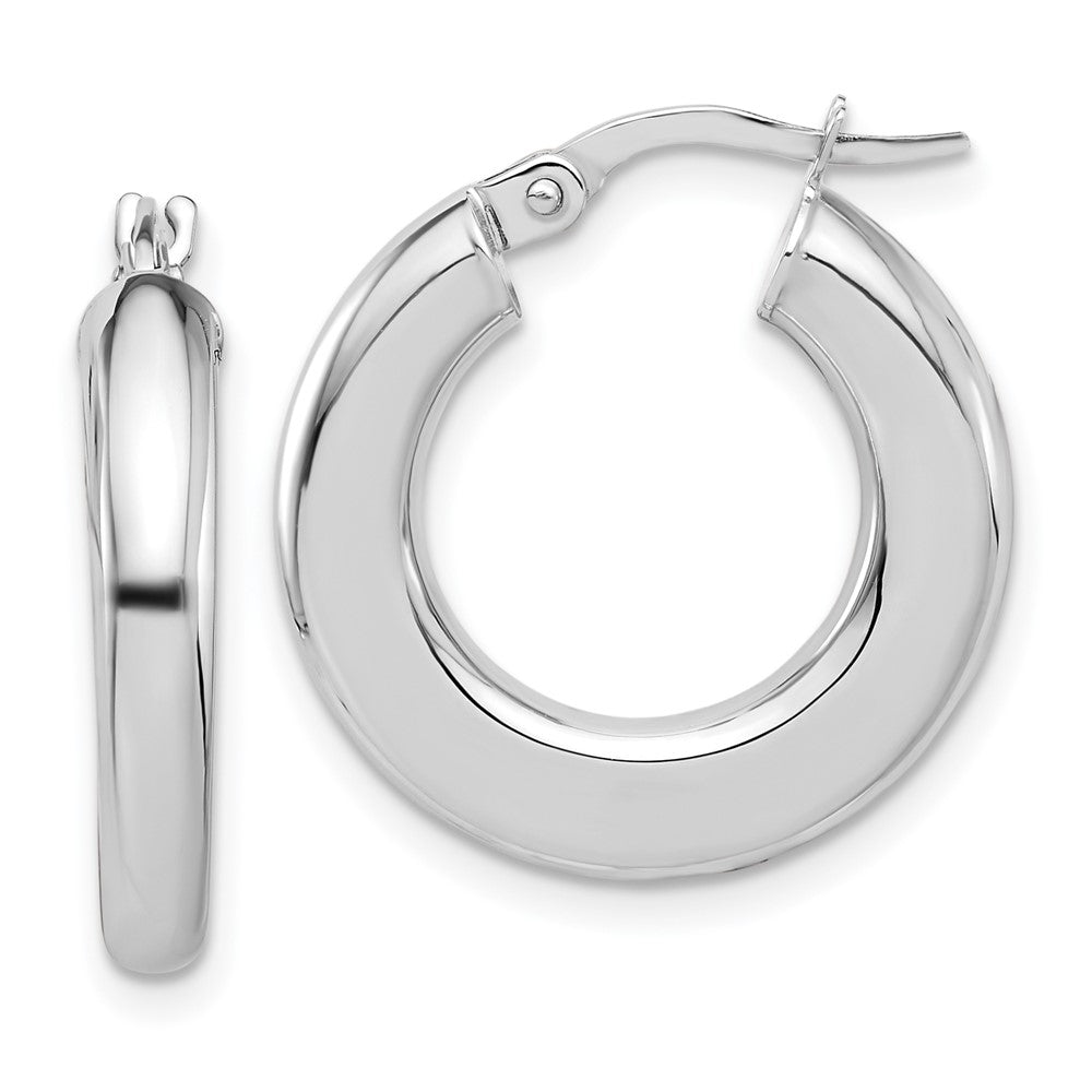 14k White Gold 20.5 mm  Polished Tube Hoop Earrings (1.98 grams)