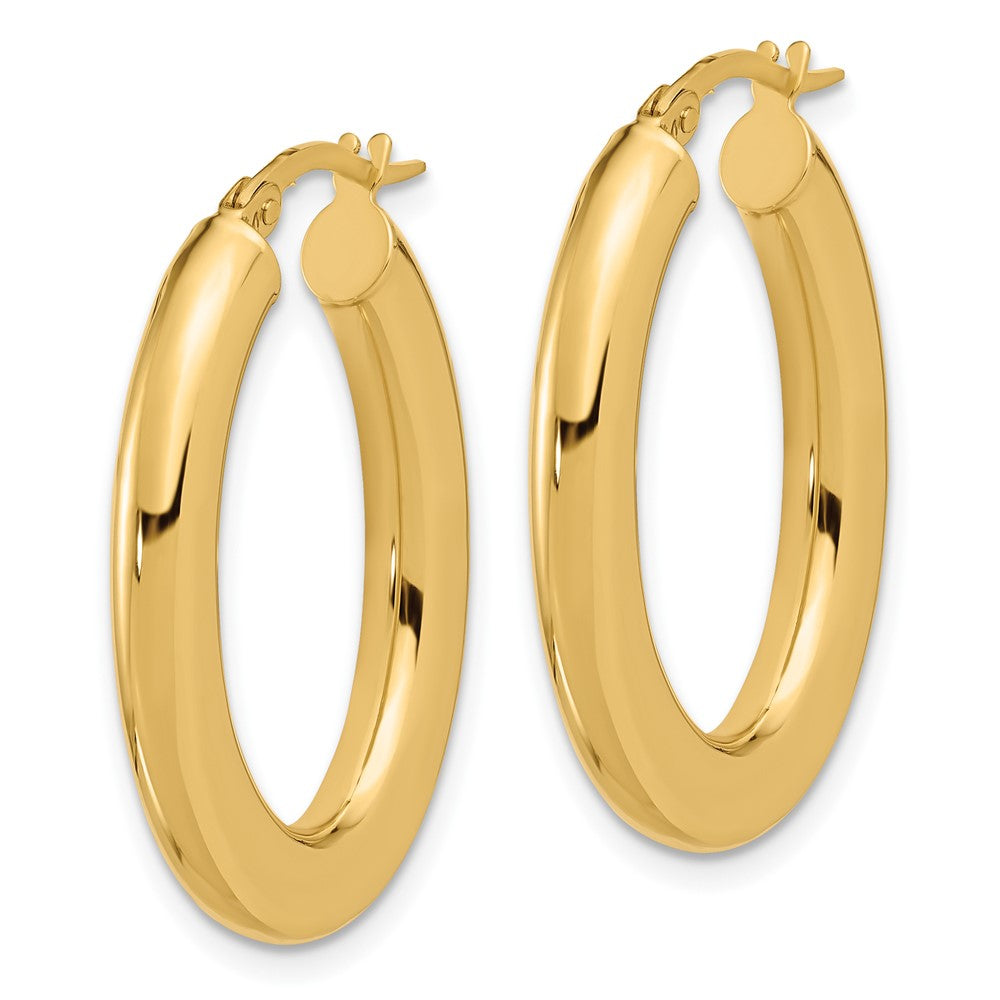 14k Yellow Gold 21.3 mm Polished Tube Oval Hoop Earrings (2.51 grams)