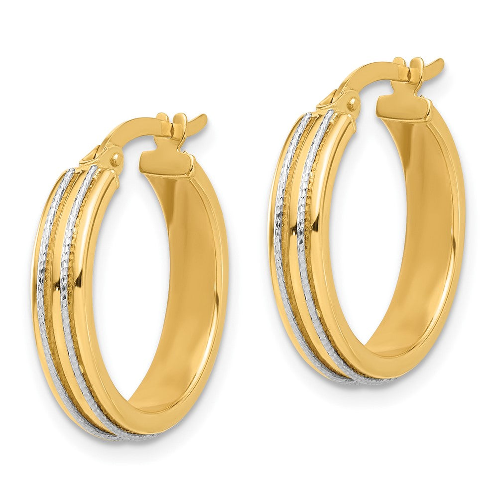14k Two-tone 18.5 mm Two-tone Polished and Diamond-cut Hoop Earrings (2.17 grams)