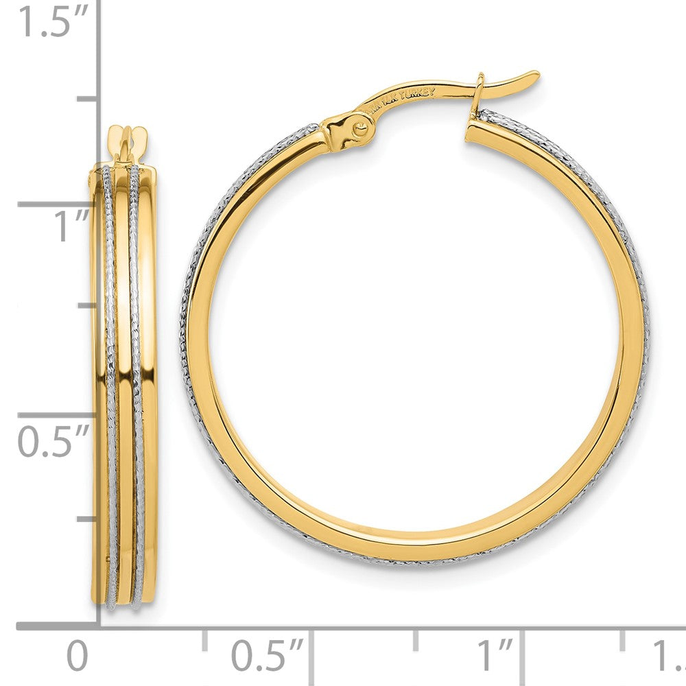14k Two-tone 28.5 mm Two-tone Polished and Diamond-cut Hoop Earrings (3.32 grams)