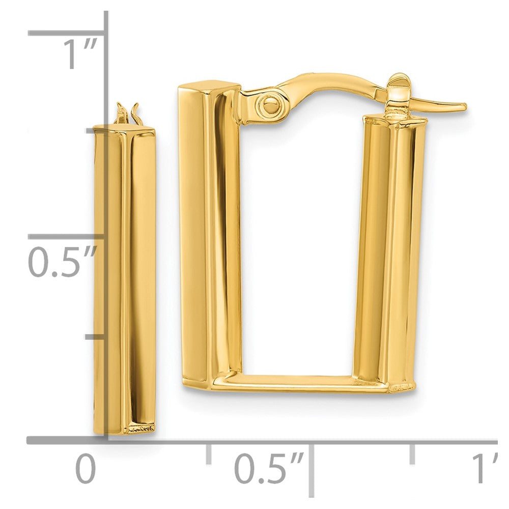 14k Yellow Gold 14.9 mm Polished U Shape Hoop Earrings (2.47 grams)