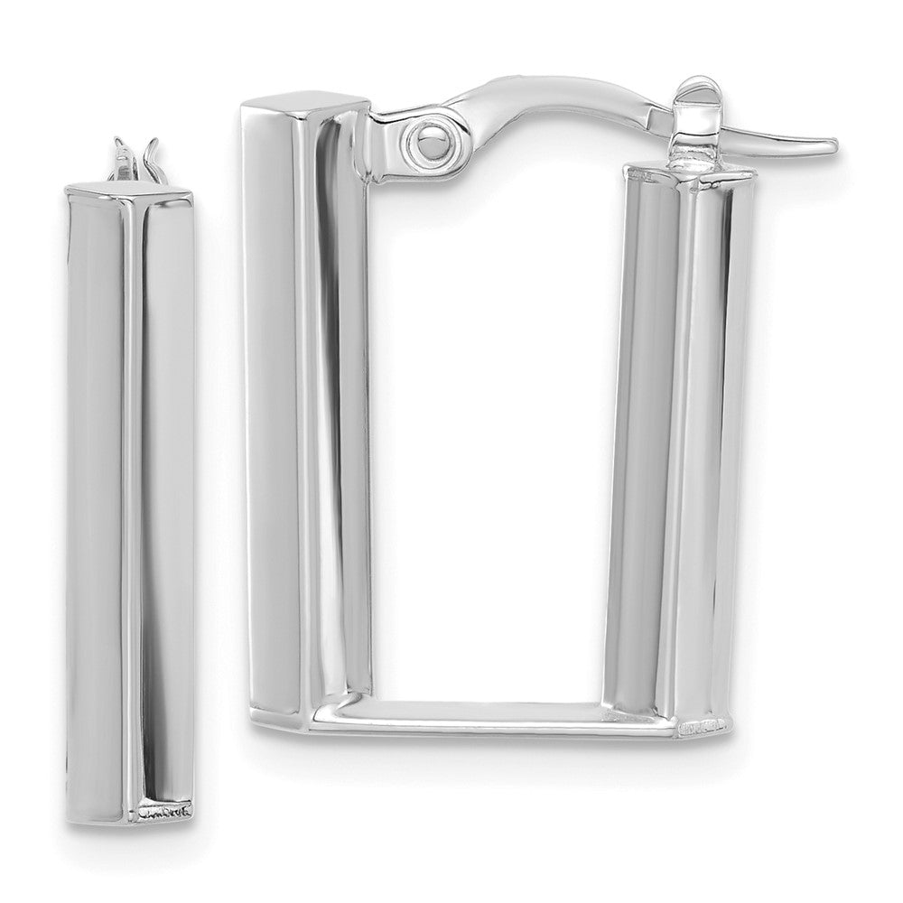 14k White Gold 14.9 mm White Polished U Shape Hoop Earrings (2.46 grams)