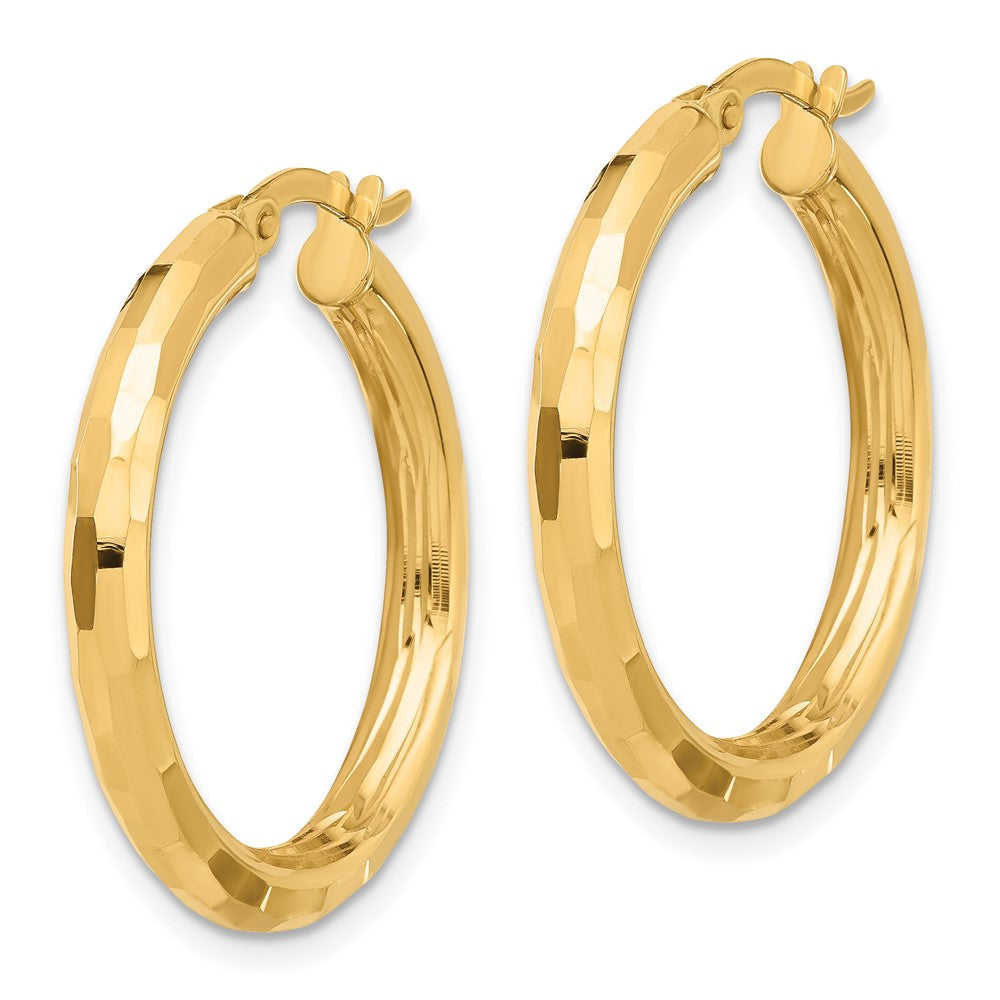 14k Yellow Gold 26 mm Polished and Diamond-cut Hoop Earrings (2.74 grams)