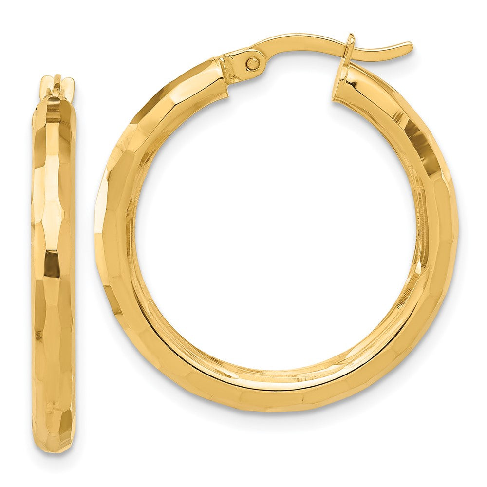 14k Yellow Gold 26 mm Polished and Diamond-cut Hoop Earrings (2.74 grams)