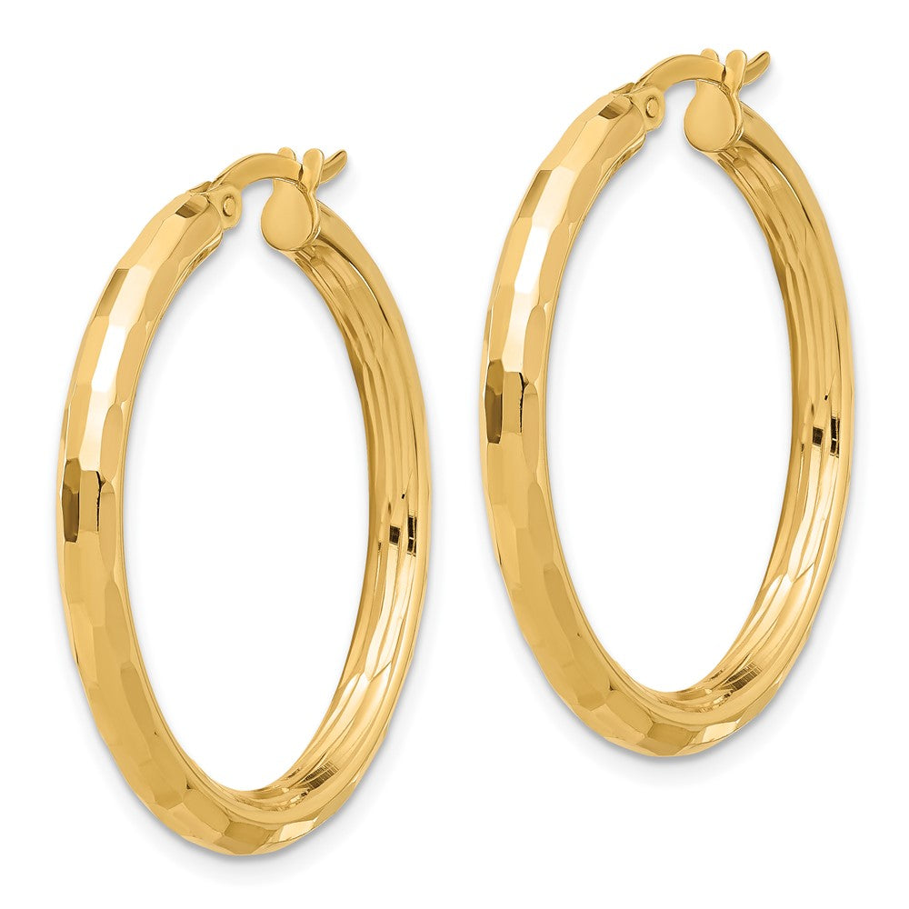 14k Yellow Gold 31.3 mm Polished and Diamond-cut Hoop Earrings (3.37 grams)