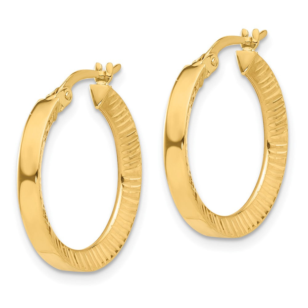 14k Yellow Gold 19 mm Polished and Diamond-cut Hoop Earrings (1.49 grams)