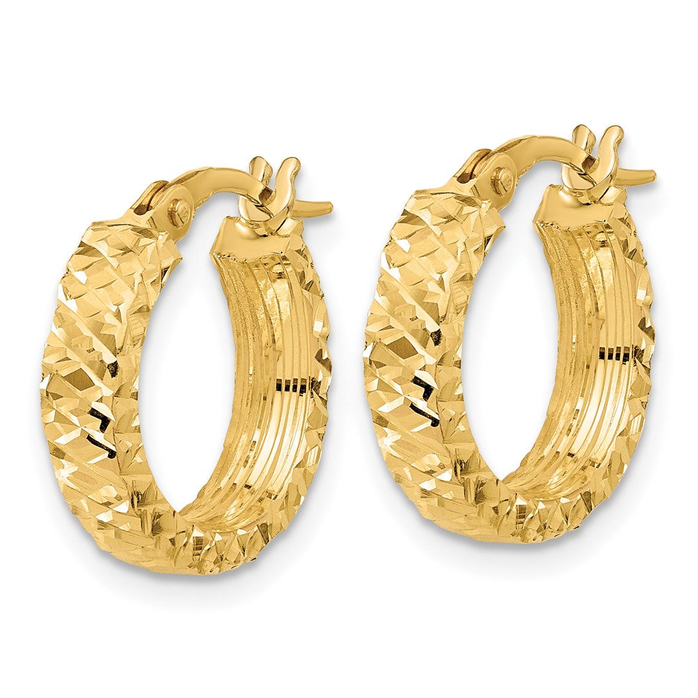 14k Yellow Gold 15.5 mm Diamond Cut Hoop Earrings (2.36 grams)