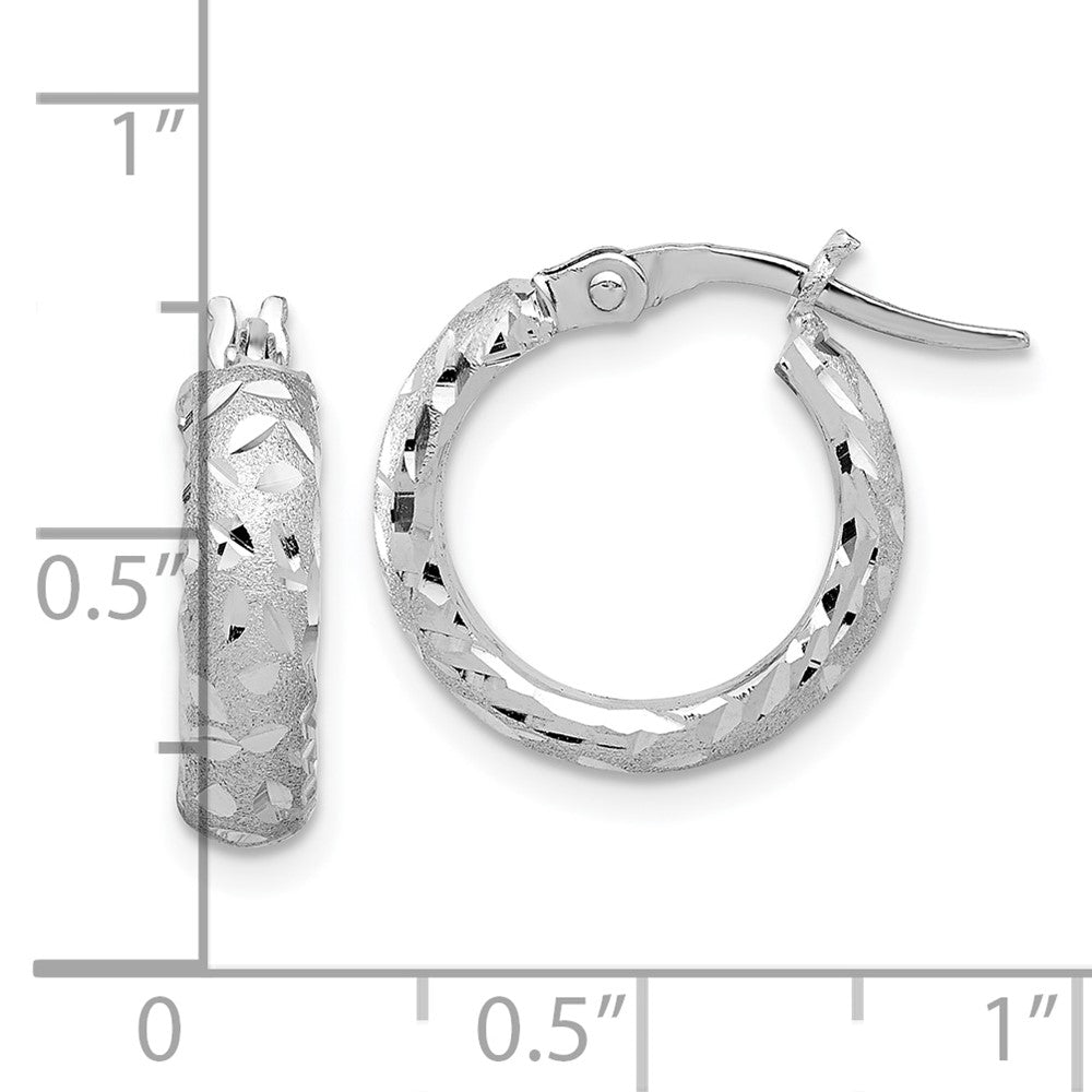 14k White Gold 16 mm Diamond Cut Hoop Earrings (2.54 grams)