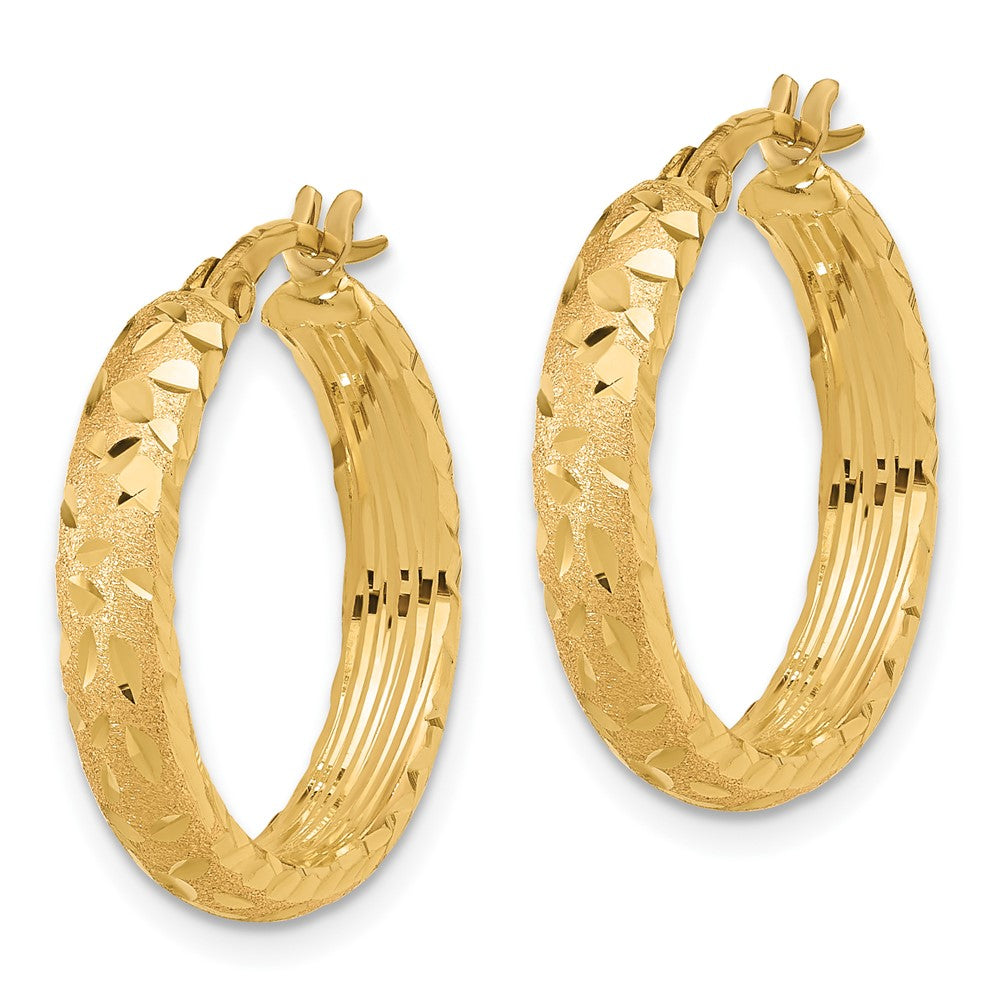 14k Yellow Gold 21.2 mm Diamond Cut Hoop Earrings (3.48 grams)